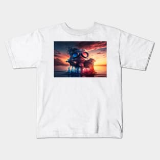 Cyberpunk Gasmask Artwork / Gasmask Splashing In Water Kids T-Shirt